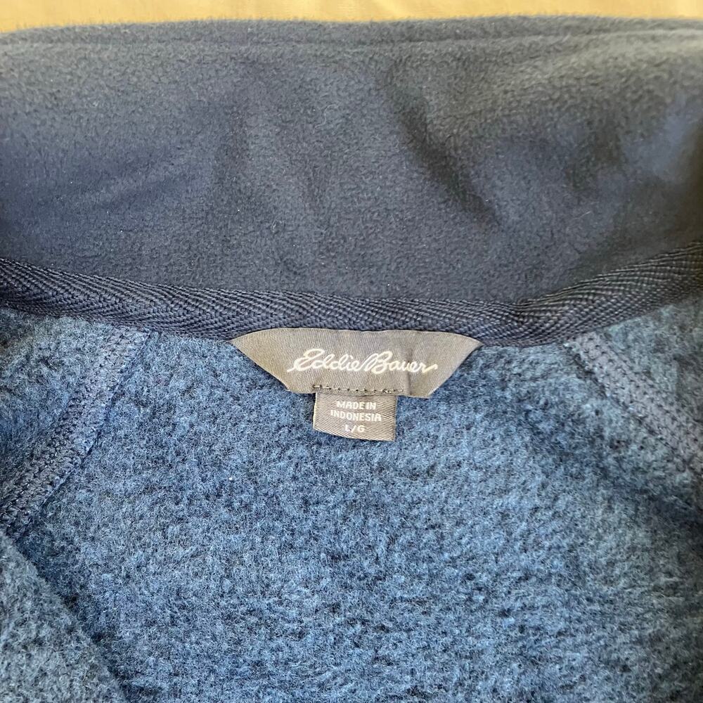 Eddie Bauer Mens Sz L NWT Radiator Sweater Fleece 1/4 Shady Blue Heathered Blue - Picture 6 of 15